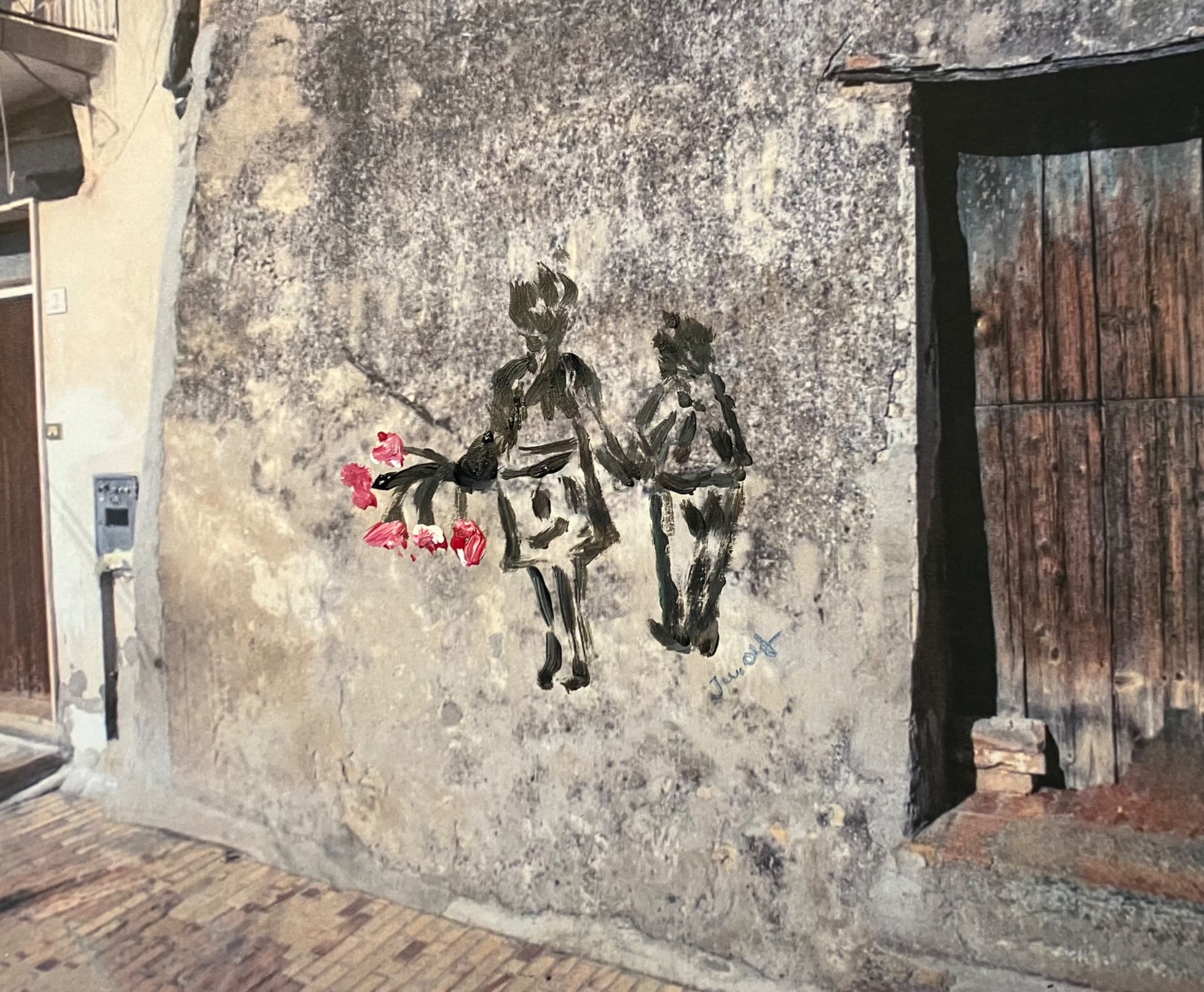 Jan Olof, A fine thought in Montedeorisio Italy, Street art acrylic on photo 2025.