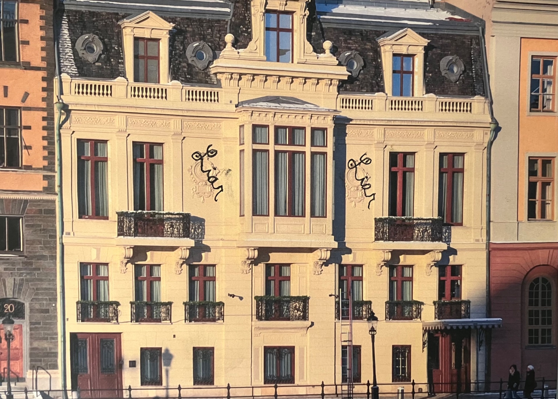 Jan Olof, graffiti on the Prime Minister's official residence in Stockholm. acrylic on photo 2025