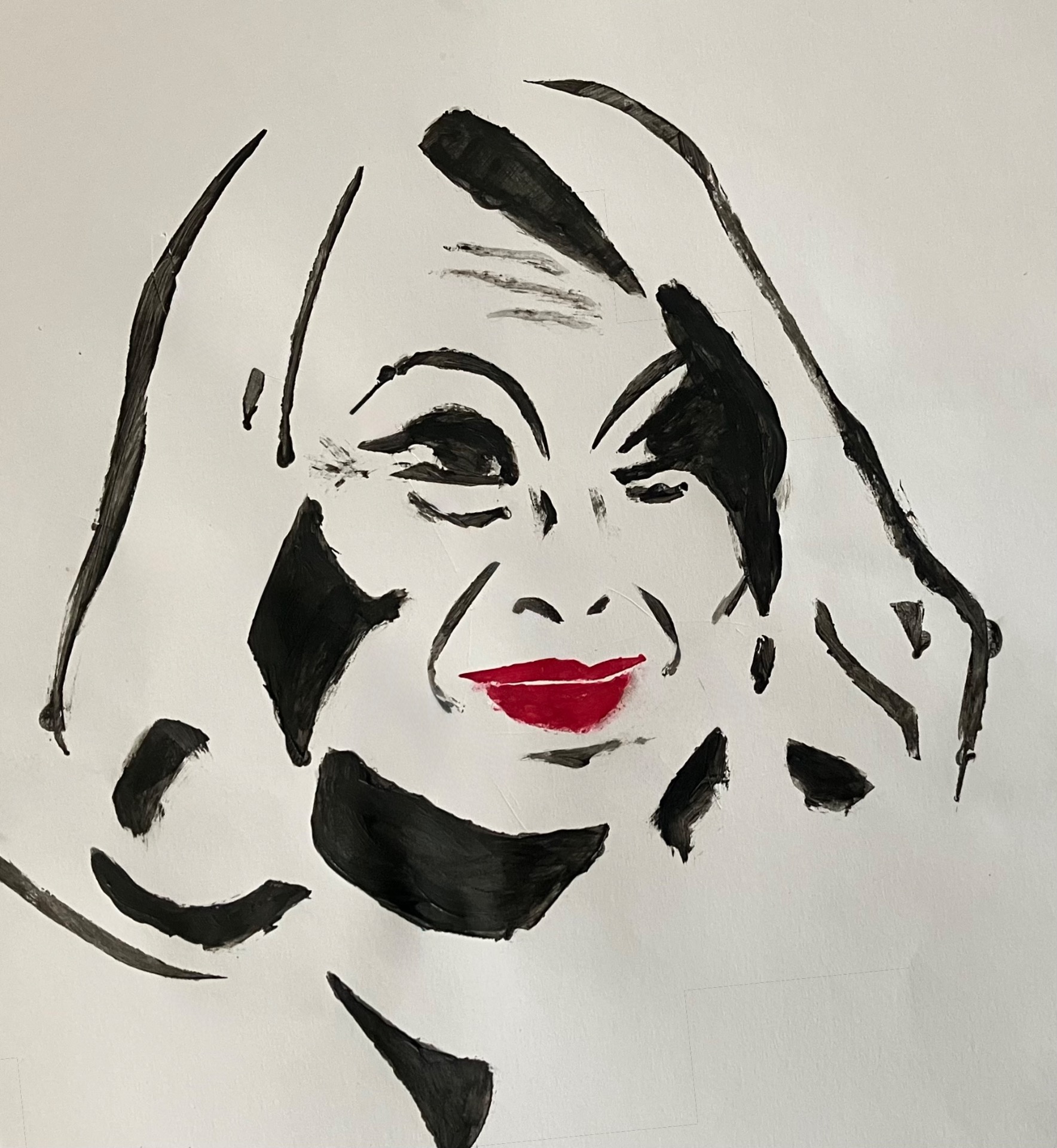 Louise Hoffsten, Swedish bluesartist, acrylic on paper and graphic sheet, 2025