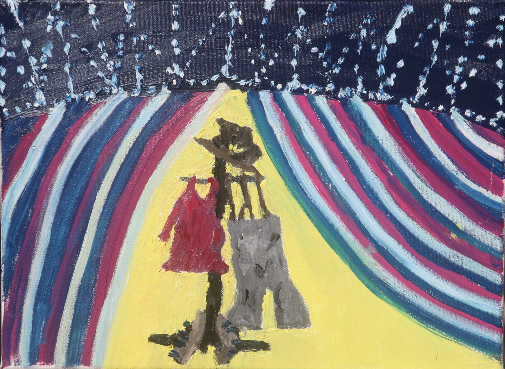 Send in the clown. where is he, or she? From my life at a touring cirkus. Oil on canvas 2026